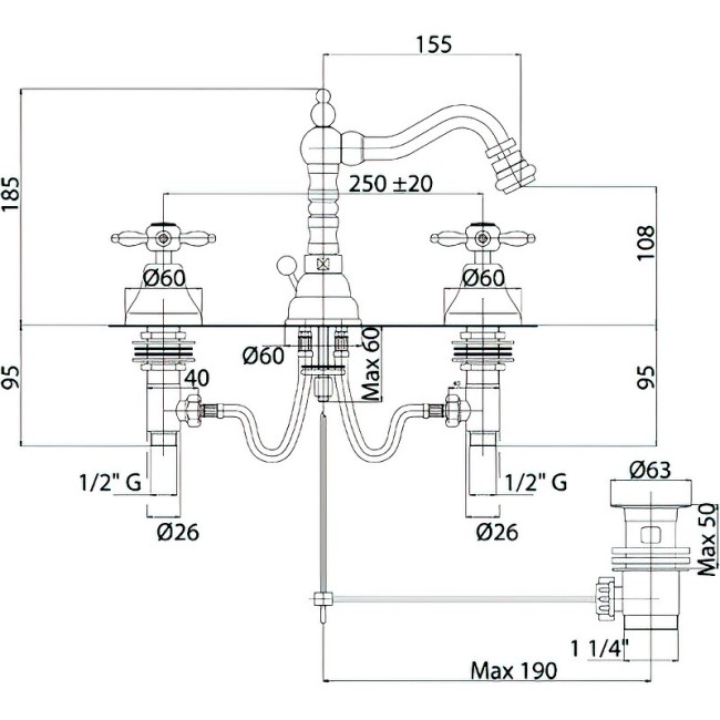 Смеситель на биде Cezares (NOSTALGIA-BBS2-02) бронза Смеситель на биде Cezares (NOSTALGIA-BBS2-02) бронза
