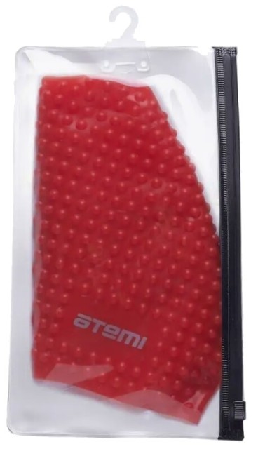 Шапочка для плавания Atemi BS40, силикон (бабл), красный