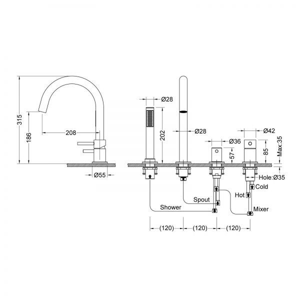 Смеситель на борт ванны Timo Saona 2320/16Y