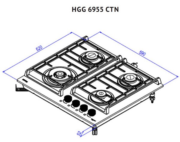 Встраиваемая газовая варочная панель Korting HGG 6955 CTN