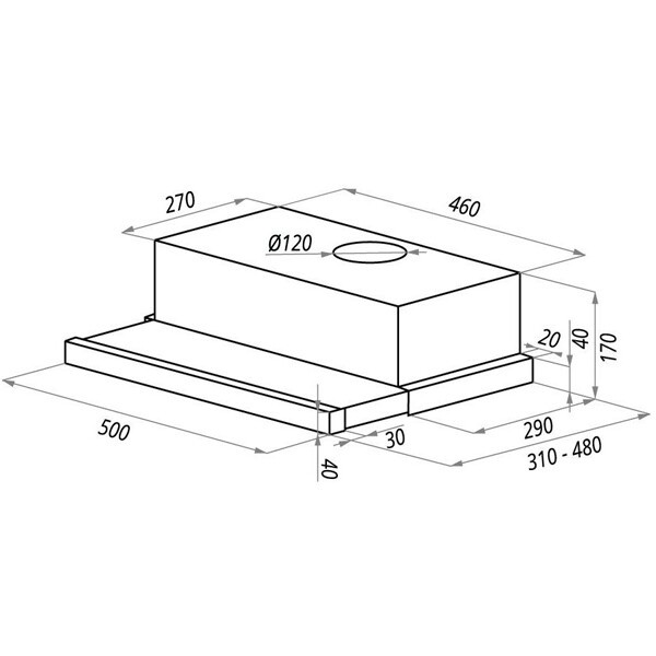 Встраиваемая вытяжка Maunfeld VS Light 50 white glass W