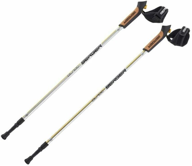Скандинавские палки Berger Blade 2-секционные, 77-135 см, серебристый/желтый/черный Скандинавские палки Berger Blade 2-секционные, 77-135 см, серебристый/желтый/черный