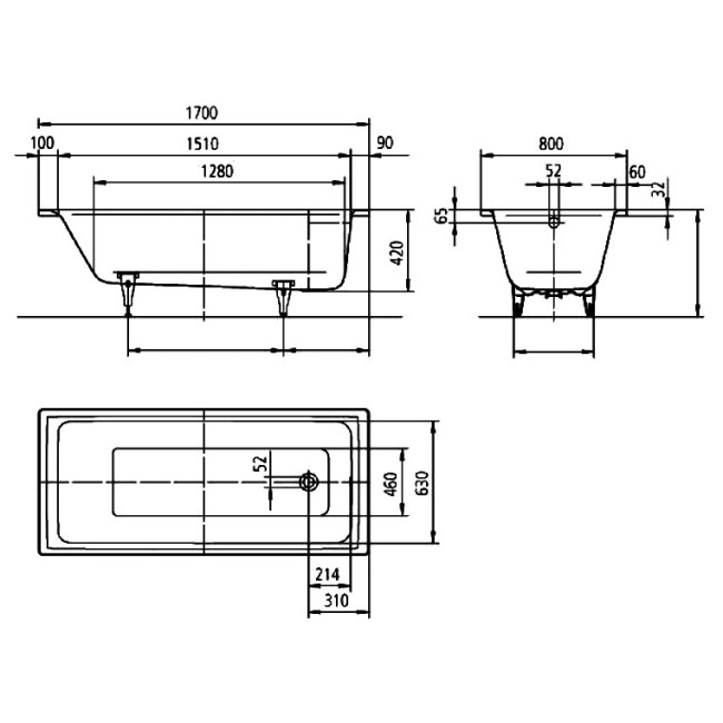 Стальная ванна Kaldewei Puro 691 Easy-clean (259100013001)