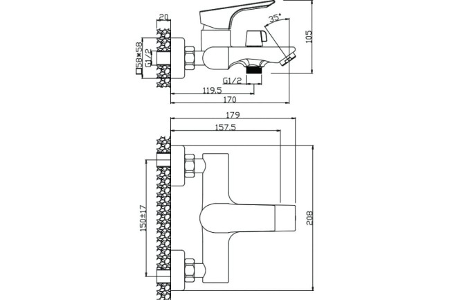 Смеситель для ванны Olive'S Porto (11201PR) Смеситель для ванны Olive'S Porto (11201PR)