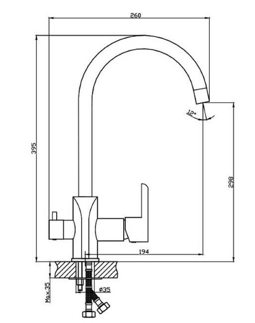 Смеситель для кухни Haiba HB76805-8 Смеситель для кухни Haiba HB76805-8