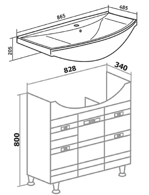 Тумба под раковину Runo Турин 85 белый (УТ000002095) Тумба под раковину Runo Турин 85 белый (УТ000002095)