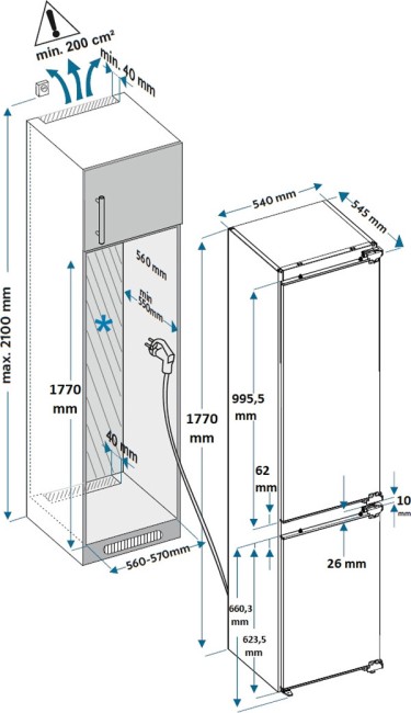 Встраиваемый холодильник Hyundai HBR 1771