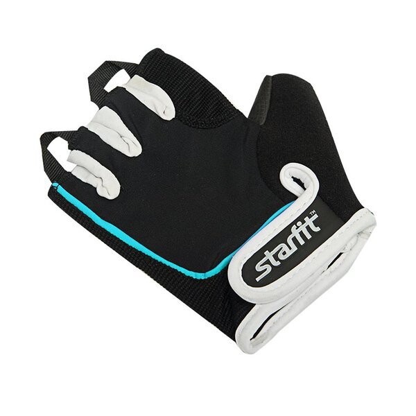 Перчатки для фитнеса Starfit SU-111 черный/белый/голубой S Перчатки для фитнеса Starfit SU-111 черный/белый/голубой S