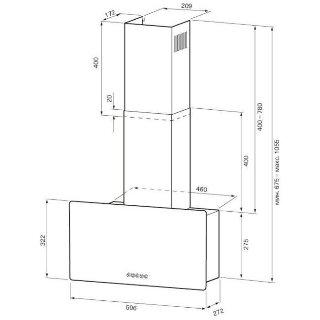 Каминная вытяжка Kronasteel CLEMENTINA 600 white s Каминная вытяжка Kronasteel CLEMENTINA 600 white s