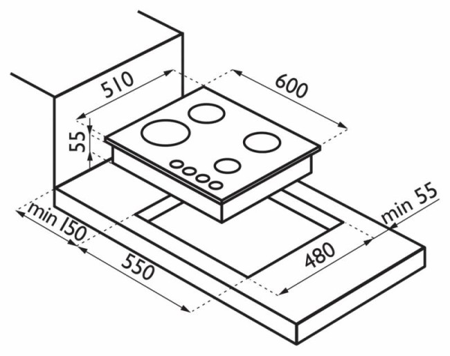 Встраиваемая газовая варочная панель Ardesia BH 40 AX