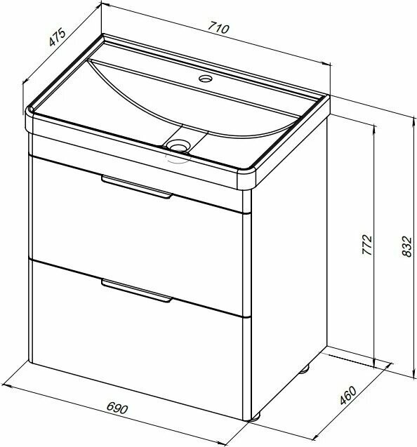Тумба с раковиной Aquanet Ирис new 70 подвесная белый глянец (312428) Тумба с раковиной Aquanet Ирис new 70 подвесная белый глянец (312428)