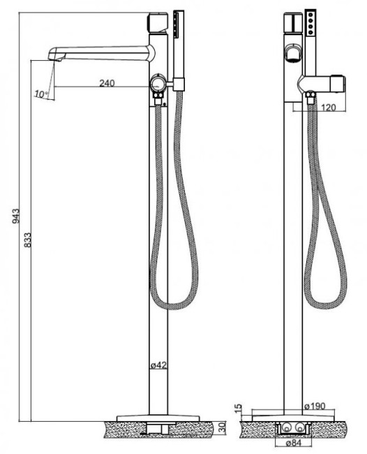 Смеситель для ванны BelBagno UNO напольный (UNO-FMT-CRM) Смеситель для ванны BelBagno UNO напольный (UNO-FMT-CRM)