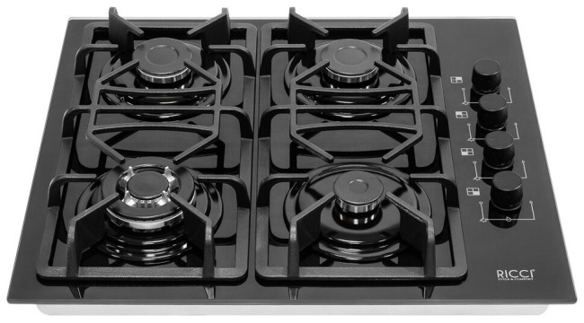 Встраиваемая газовая варочная панель Ricci RGN-670BL Встраиваемая газовая варочная панель Ricci RGN-670BL