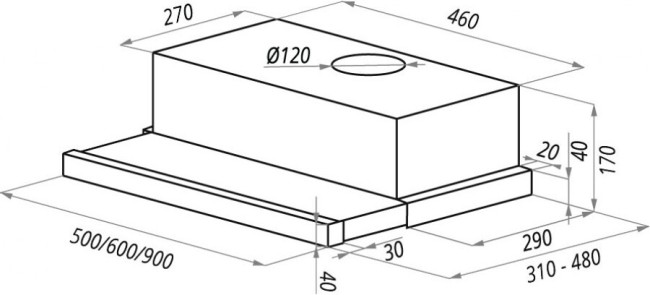 Встраиваемая вытяжка Maunfeld VS Light 60 Gl inox