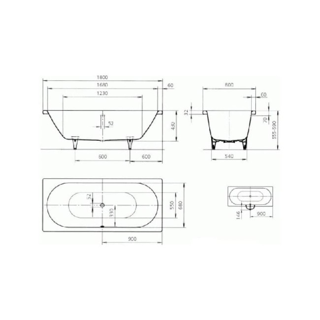 Стальная ванна Kaldewei Classic Duo 110 Easy-clean (291000013001)