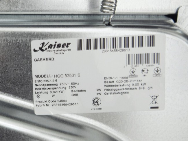 Газовая плита Kaiser HGG 52502 S Eco Газовая плита Kaiser HGG 52502 S Eco