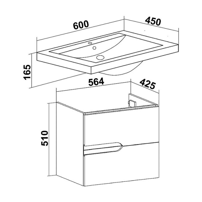 Тумба под раковину Runo Стокгольм 60 белый (00-00001123)