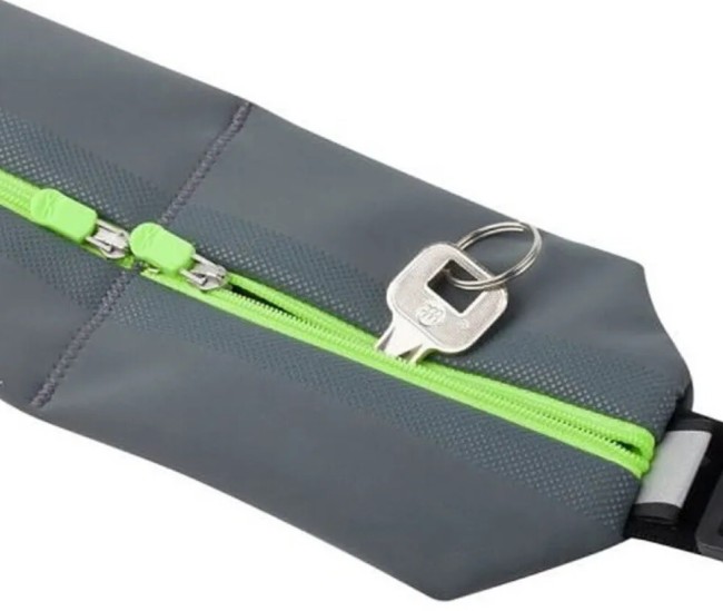 Беговая сумка на пояс Fitletic Bolt серый/зеленый Беговая сумка на пояс Fitletic Bolt серый/зеленый