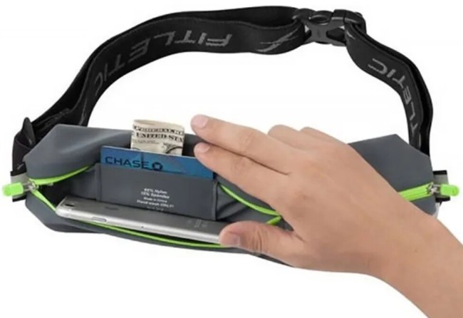 Беговая сумка на пояс Fitletic Bolt серый/зеленый Беговая сумка на пояс Fitletic Bolt серый/зеленый