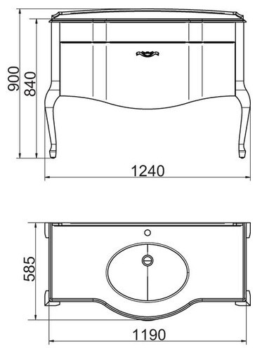 Тумба с раковиной Timo Ellen Plus 120 M-V 9001-G