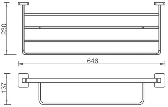 Полка для полотенец Aquanet 65см хром (6562) Полка для полотенец Aquanet 65см хром (6562)