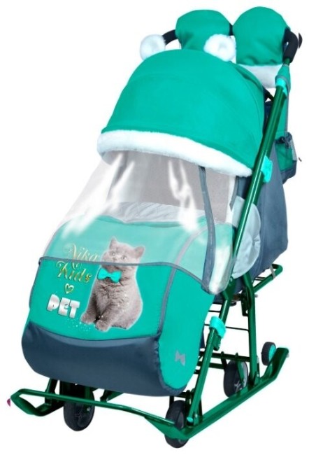 Санки-коляска Ника Детям 7-2 лисичка изумрудный