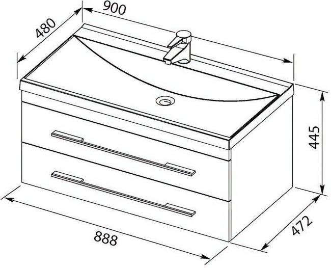 Тумба с раковиной Aquanet Нота 90 белый (212856)