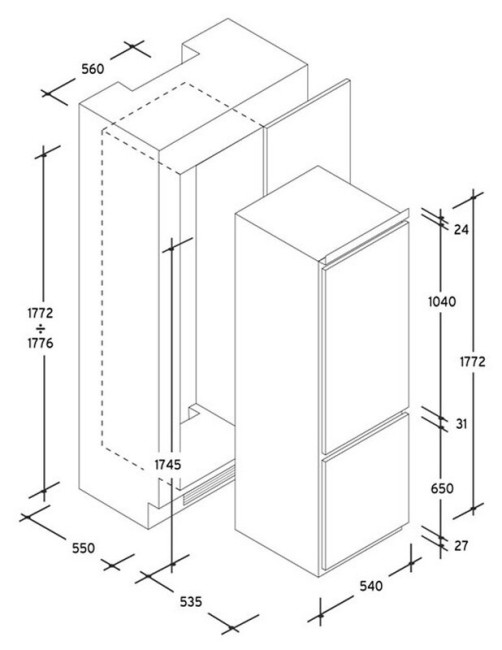 Встраиваемый холодильник Candy CKBC 3180 E