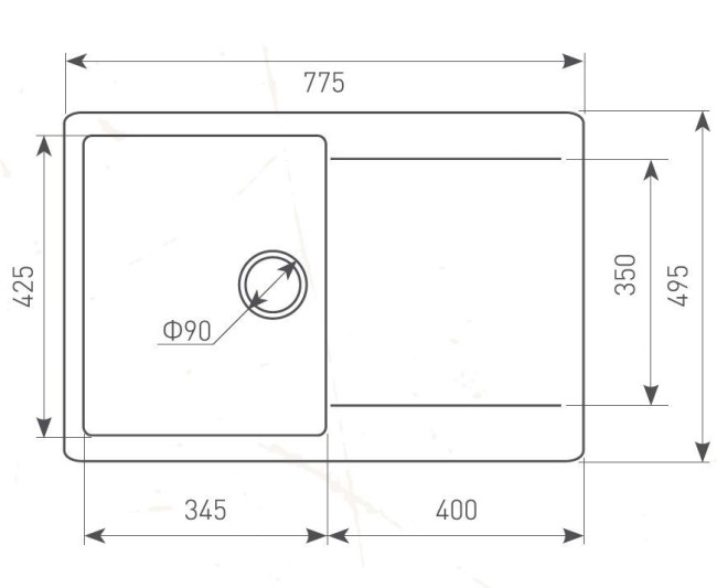 Кухонная мойка Zigmund & Shtain RECHTECK 775 топленое молоко