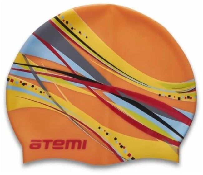 Шапочка для плавания Atemi PSC303 силикон, оранжевая (графика), дет.