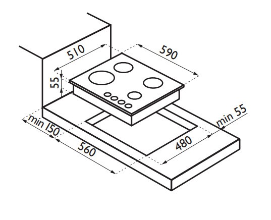 Встраиваемая газовая варочная панель Ardesia SL 64 GT X Встраиваемая газовая варочная панель Ardesia SL 64 GT X