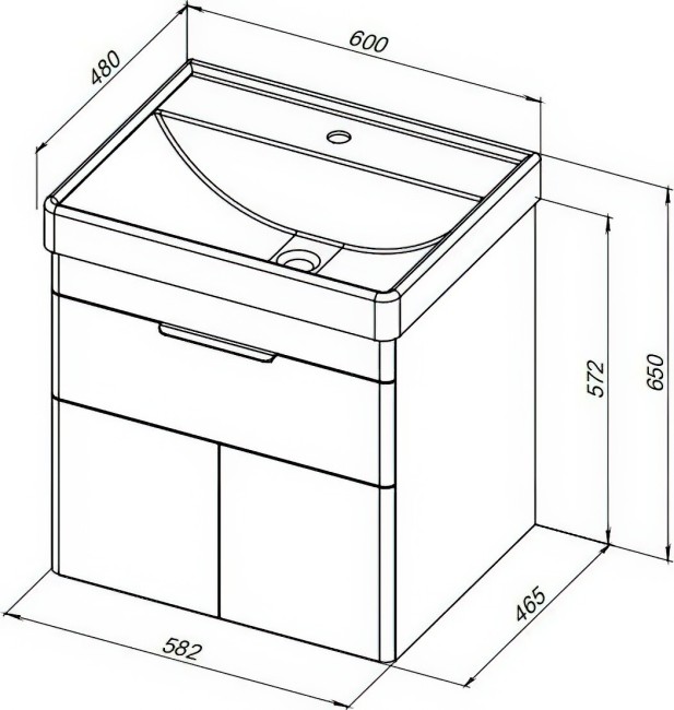 Тумба с раковиной Aquanet Ирис new 60 подвесная белый глянец (312425)