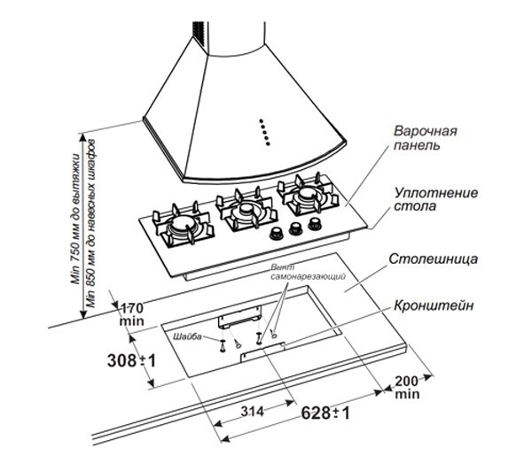 Встраиваемая газовая варочная панель Gefest ПВГ 2150-01 К192 Встраиваемая газовая варочная панель Gefest ПВГ 2150-01 К192