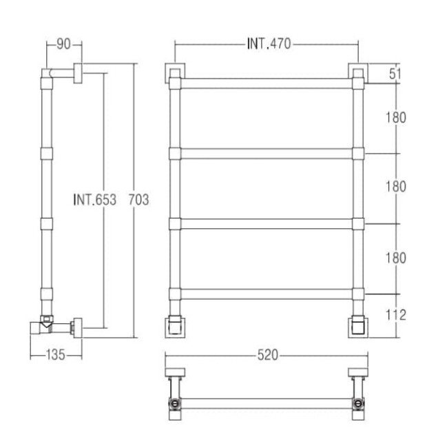 Полотенцесушитель водяной Margaroli 442 TQ (442TQ4604CR) хром