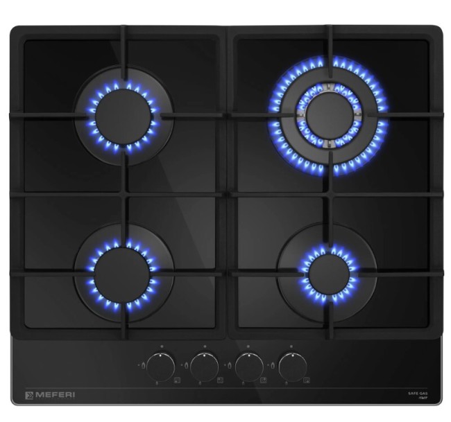 Встраиваемая газовая варочная панель Meferi MGH604BK GLASS Power