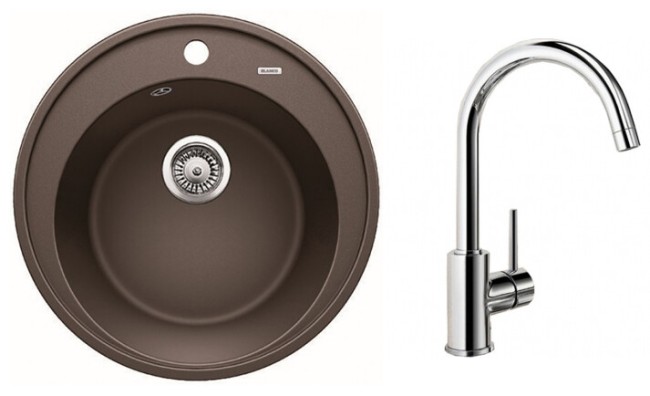 Кухонный комплект Blanco RIONA 45 Silgranit кофе (521401) + смеситель MIDA кофе (524208) 521401M2 Кухонный комплект Blanco RIONA 45 Silgranit кофе (521401) + смеситель MIDA кофе (524208) 521401M2