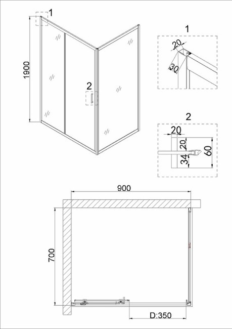 Душевая дверь Niagara NG-82-9AB Душевая дверь Niagara NG-82-9AB