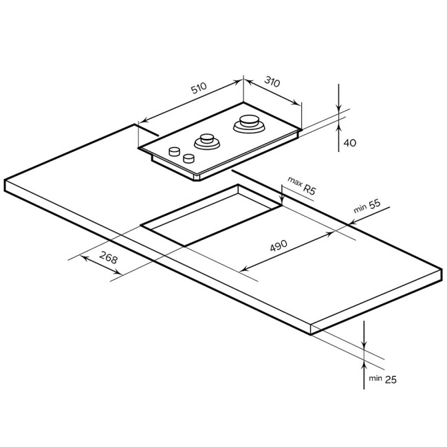 Встраиваемая газовая варочная панель Hebermann HBGS 302.1 X