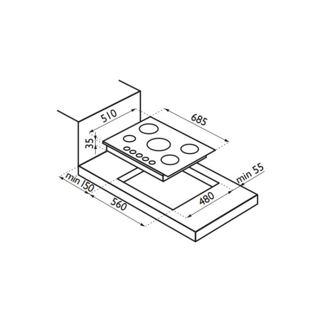 Встраиваемая газовая варочная панель Ardesia HBF 70V5 GT B Встраиваемая газовая варочная панель Ardesia HBF 70V5 GT B