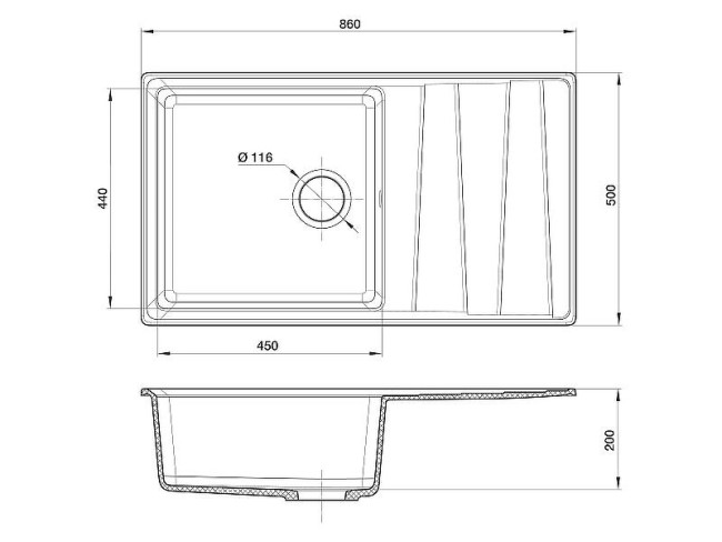 Кухонная мойка GranFest GF-LV-860L графит Кухонная мойка GranFest GF-LV-860L графит