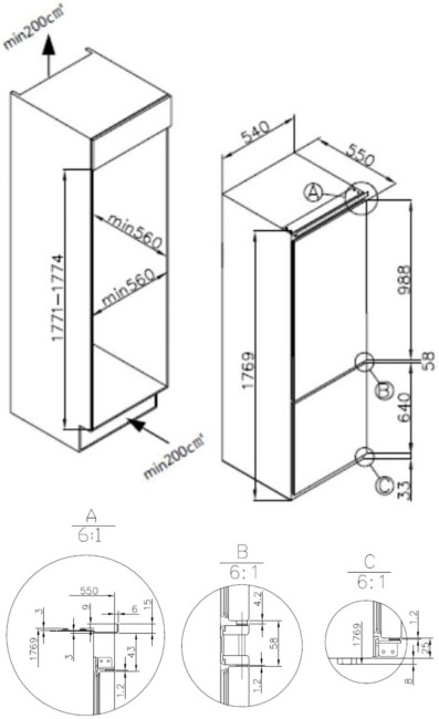 Встраиваемый холодильник Meferi MBR177 Total No Frost Ultra Встраиваемый холодильник Meferi MBR177 Total No Frost Ultra