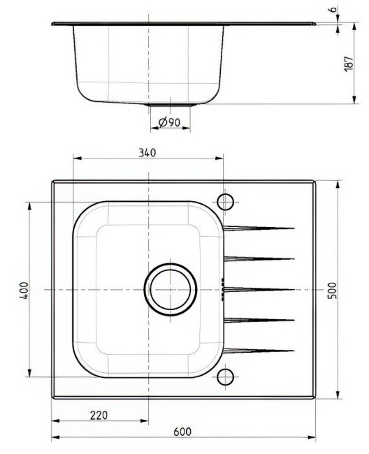 Кухонная мойка Alveus VITRO 10 RAL9005-90 черный (1114557)
