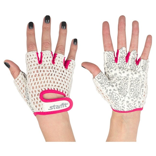 Перчатки для фитнеса Starfit SU-110 белый/розовый XS Перчатки для фитнеса Starfit SU-110 белый/розовый XS
