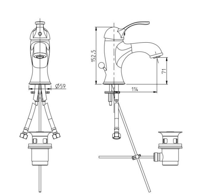 Смеситель для раковины M&Z Delizia со сливным гарнитуром БРОНЗА (DLZ00221)