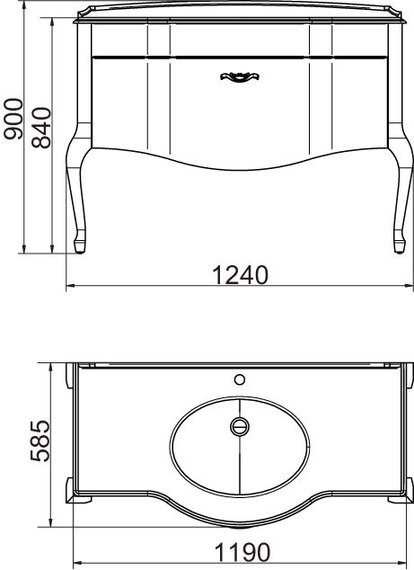 Тумба с раковиной Timo Ellen Plus 120 M-V1 9001-G