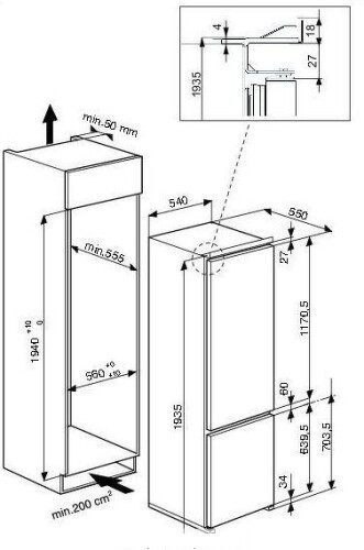 Встраиваемый холодильник Whirlpool ART 920/A+ Встраиваемый холодильник Whirlpool ART 920/A+