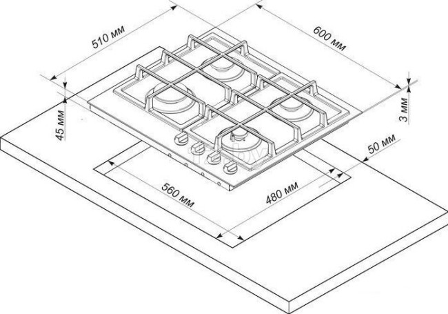 Встраиваемая газовая варочная панель Electronicsdeluxe TG4 750231F-023
