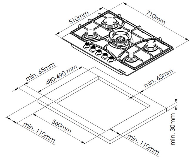 Встраиваемая газовая варочная панель Kuppersberg FS 73 Ant Встраиваемая газовая варочная панель Kuppersberg FS 73 Ant