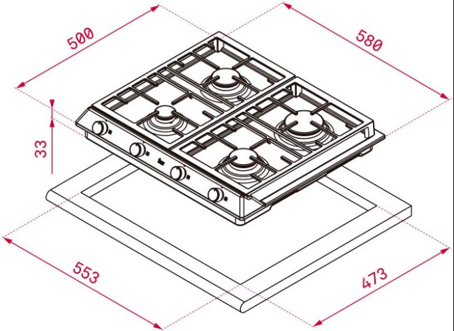 Встраиваемая газовая варочная панель Teka EX 60.1 4G AI AL CI DR