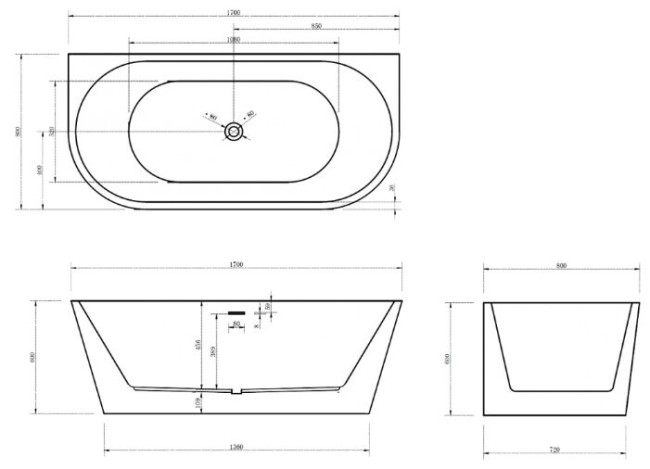 Акриловая ванна Abber AB9216-1.7